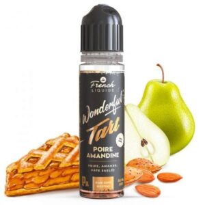flacon d'e-liquide Wonderful Tart Poire Amandine avec une part de tarte, des poires et des amandes