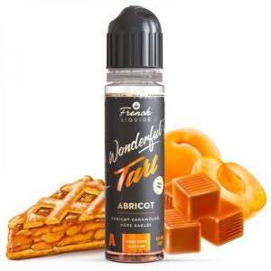 flacon d'e-liquide wonderful tart abricot avec une part de tarte, des abricots et du caramel