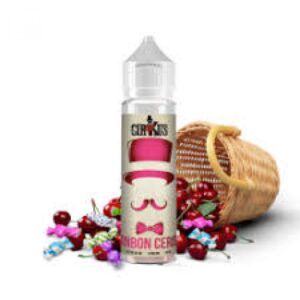 Flacon de 50ml du e-liquide Bonbon cerise de la gamme Cirkus Autentic de chez VDLV.